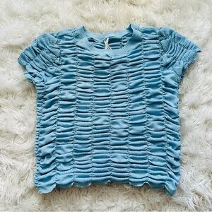 Anthropologie blue Ruching baby tee